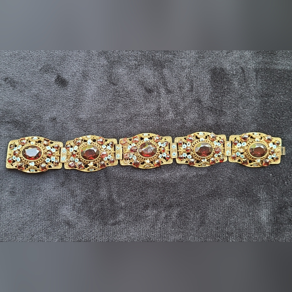 Antique Garnet Painted Enamel Bracelet